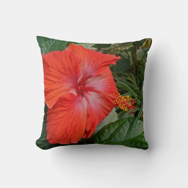 Roter Hibiskus Blume Kissen (Vorderseite)