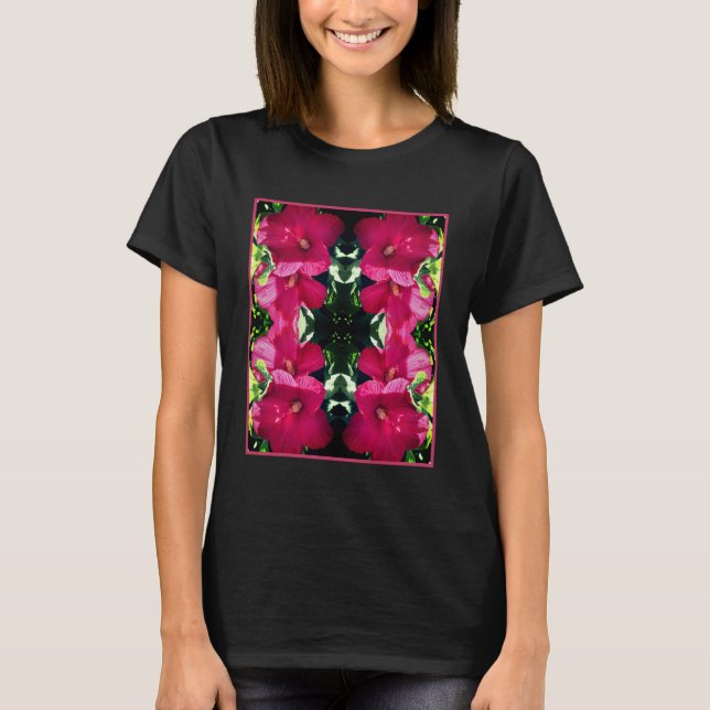 Roter Hibiskus Blume Paare Nah Abstrakt T-Shirt (Vorderseite)