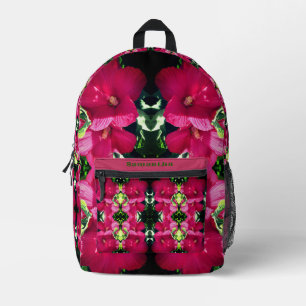 Roter Hibiskus Blume Pair Abstrakt Personalisiert Bedruckter Rucksack