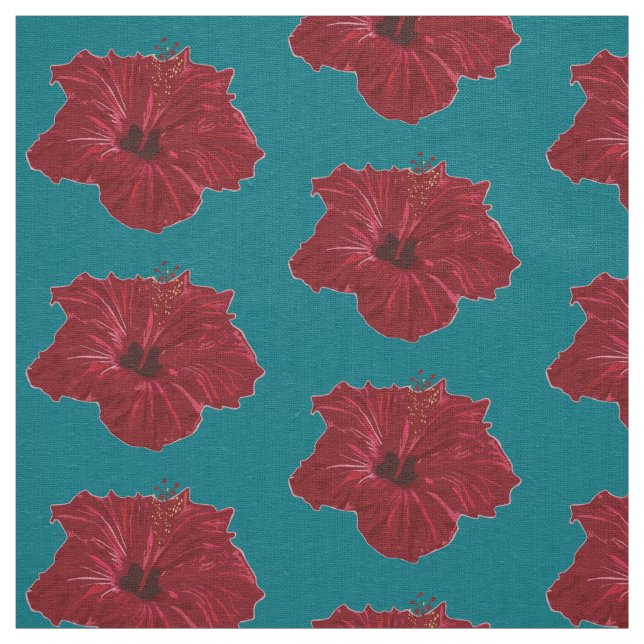 Roter Hibiskus Blume Stoff (Muster)