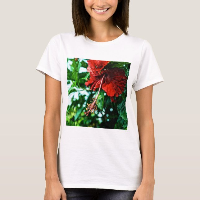 Roter Hibiskus Blume T-Shirt (Vorderseite)