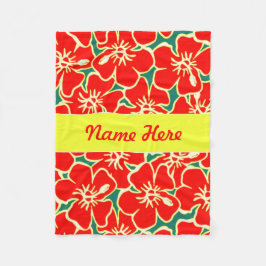 Roter Hibiskus Blume Tropisch Hawaiianische Dekora Fleecedecke