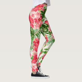 Roter Hibiskus Blume Weißer Hintergrund Leggings