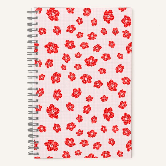 Roter Hibiskus Floral Notizbuch (Vorderseite)