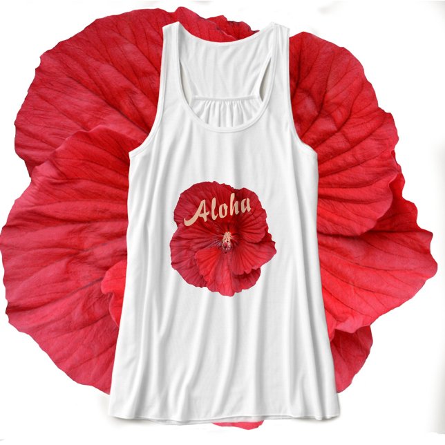 Roter Hibiskus Hawaiian Aloha Floral Tank Top (Von Creator hochgeladen)