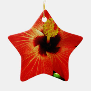 Roter Hibiskus Keramik Ornament