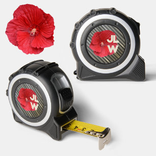 Roter Hibiskus Moderne, schlaue graue Streifen-Ini Maßband