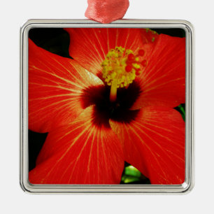 Roter Hibiskus Ornament Aus Metall