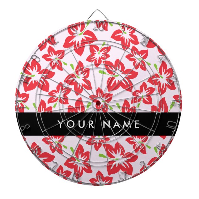 Roter Hibiskus, Rote Blume, Ihr Name Dartscheibe (vorne)