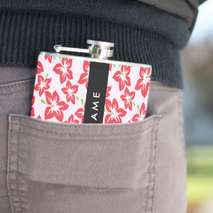 Roter Hibiskus, Rote Blume, Ihr Name Flachmann
