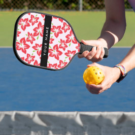 Roter Hibiskus, Rote Blume, Ihr Name Pickleball Schläger