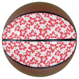 Roter Hibiskus, rote Blume, Muster von Blume Basketball