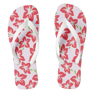 Roter Hibiskus, rote Blume, Muster von Blume Flip Flops