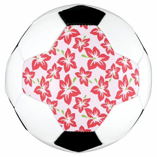 Roter Hibiskus, rote Blume, Muster von Blume Fußball (Vorderseite)