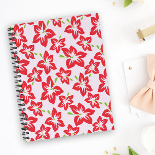 Roter Hibiskus, rote Blume, Muster von Blume Notizbuch