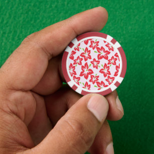 Roter Hibiskus, rote Blume, Muster von Blume Pokerchips