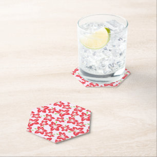 Roter Hibiskus, rote Blume, Muster von Blume Untersetzer