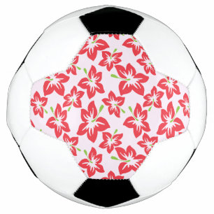 Roter Hibiskus, rote Blumen, Blumenmuster Fußball