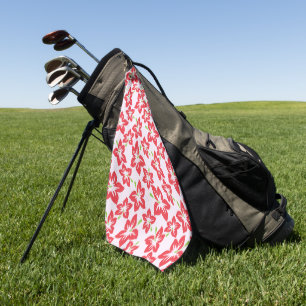 Roter Hibiskus, rote Blumen, Blumenmuster Golfhandtuch