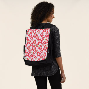 Roter Hibiskus, rote Blumen, Blumenmuster Rucksack