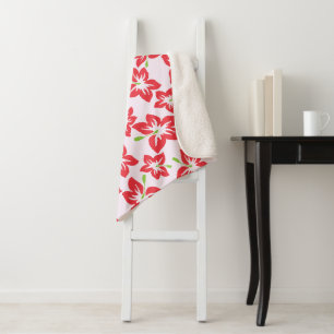 Roter Hibiskus, rote Blumen, Blumenmuster Sherpadecke