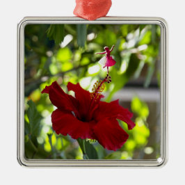 Roter Hibiskus Shadow Fairy Metal Ornament Aus Metall