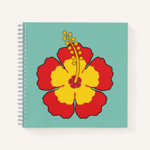 Roter Hibiskus Tropische Blume Notizbuch