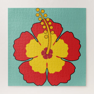 Roter Hibiskus Tropische Blume Puzzle