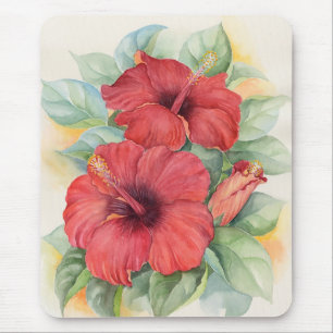 Roter Hibiskus-tropische Blumen-Malerei - multi Mousepad