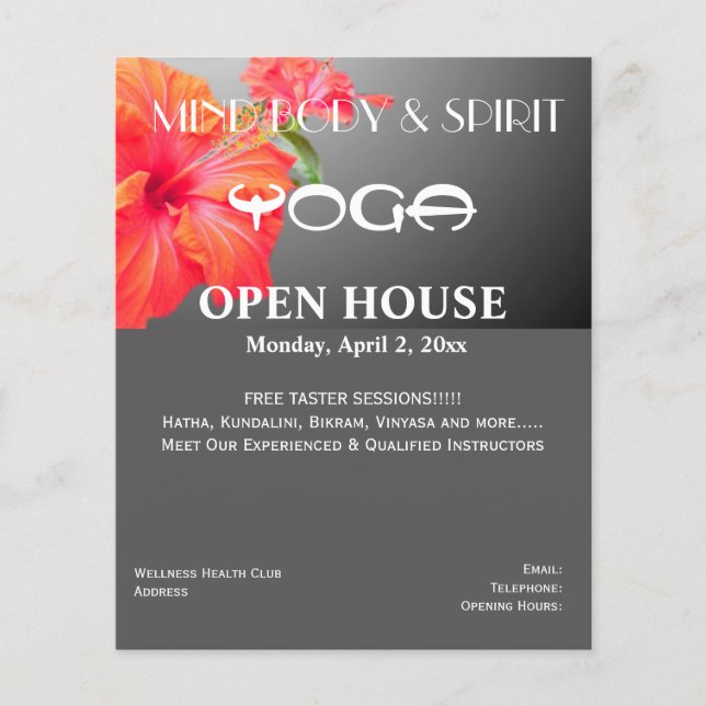 Roter Hibiskus Yoga A5 Flyer (Vorne)