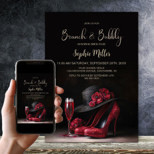 Roter High Heel Schuhe Brunch und Sekt Einladung