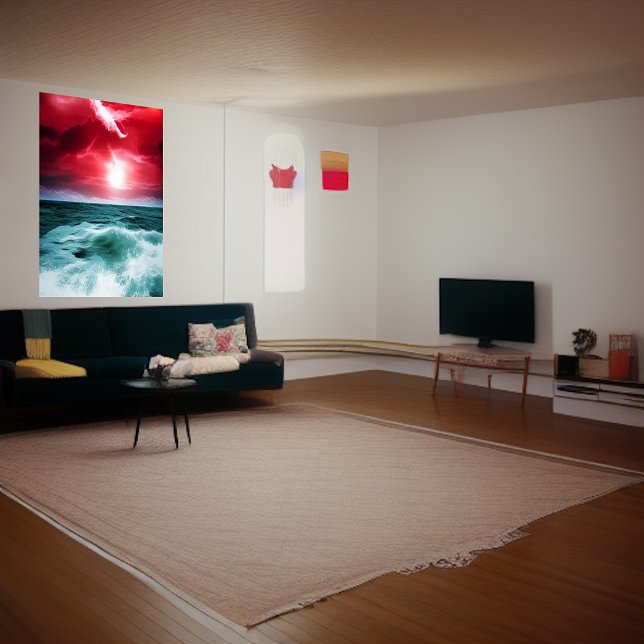 Roter Himmel am Meer | AI Art Poster (Von Creator hochgeladen)