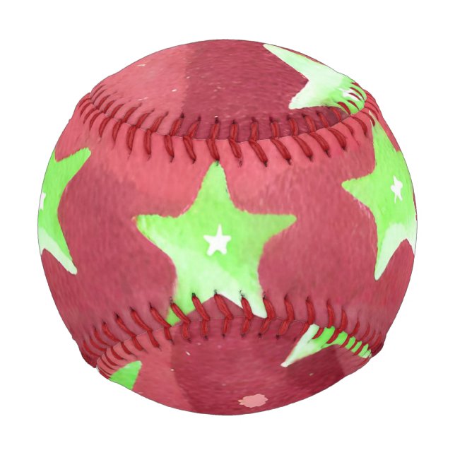 Roter Himmel mit Sternen Baseball (Rückseite)