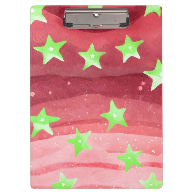 Roter Himmel mit Sternen Klemmbrett (Vorderseite)