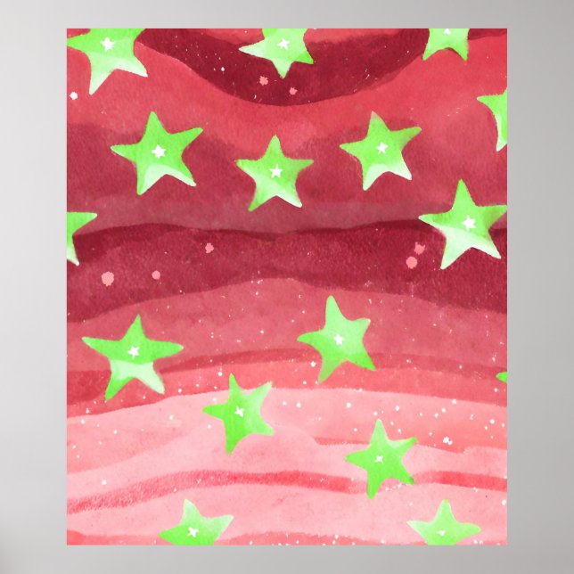 Roter Himmel mit Sternen Poster (Vorne)