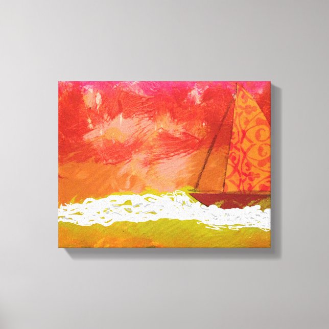 Roter Himmel segeln Leinwanddruck (Vorderseite)