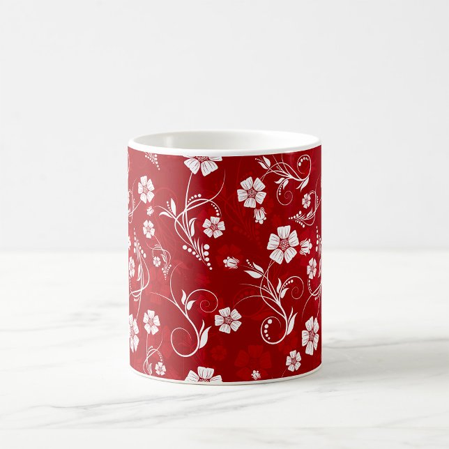 Roter Hintergrund der weißen Blume Kaffeetasse (Von Creator hochgeladen)
