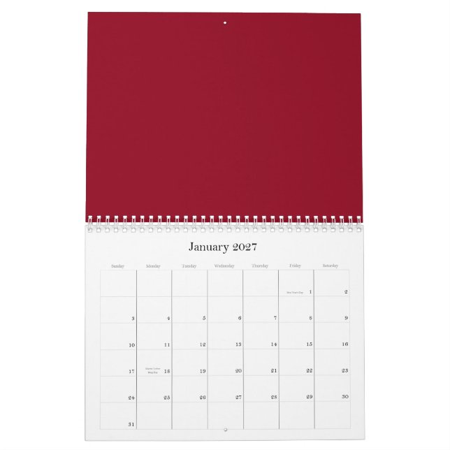 Roter Hintergrund eines Kalenders Kalender (Jan 2027)