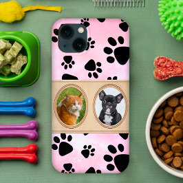 Roter Hintergrund mit Pfoten, benutzerdefiniertes  Case-Mate iPhone Hülle