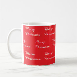 Roter Hintergrund mit wiederholtem Merry Christmas Kaffeetasse