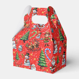 Roter Hintergrund Weihnachtsdekorationsmuster Geschenkschachtel