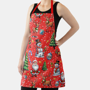 Roter Hintergrund Weihnachtsdekorationsmuster Schürze