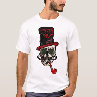 Roter Hipster Skull Bartvogel T-Shirt