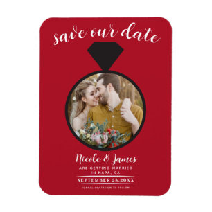 Roter Hochzeitsring Foto Save-the-Date-Karte Magnet