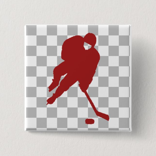 ROTER HOCKEY-SPIELER BUTTON (Vorderseite)