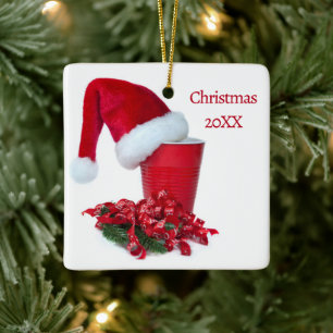 Roter Holiday-Party-Cup Keramikornament