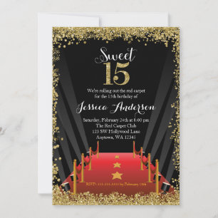 Roter Hollywood-Teppich Glamour Sweet 15 Quinceane Einladung