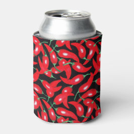 Roter Hot Chili im schwarzen Hintergrund Dosenkühler