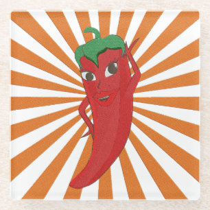 Roter Hot Pepper Diva Imitate Stickerei drucken Glasuntersetzer