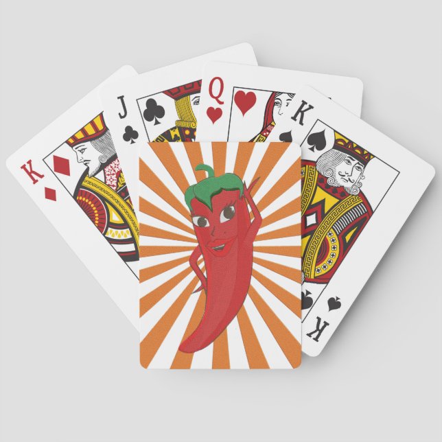 Roter Hot Pepper Diva Imitate Stickerei drucken Spielkarten (Rückseite)